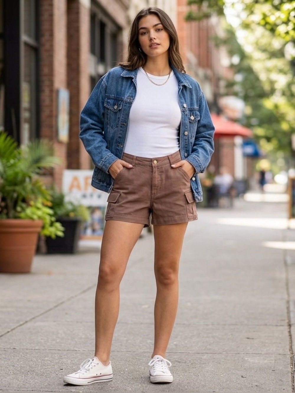 RSQ Brown Cargo Shorts with Side Pockets